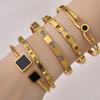 18K Gold-Plated Geometric Zirconia Stainless Steel Bracelet - Versatile, Elegant, Light Luxury Design