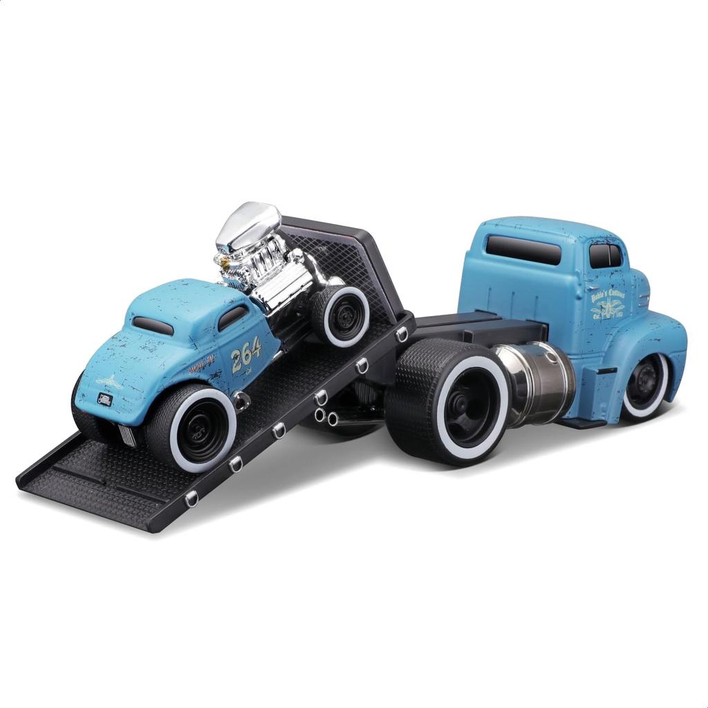 Maisto Scale Muscle Machines Muscle Transporter Diecast Model Car Ford COE 1932 Ford 3W Coupe Light Blue 1/64 (1950 / - 11533)