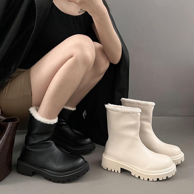Fashion 2025 Winter Women Warm Plush Ankle Boots Comfort Big Size Shoes Concise Banquet Party Short Botas De Mujer