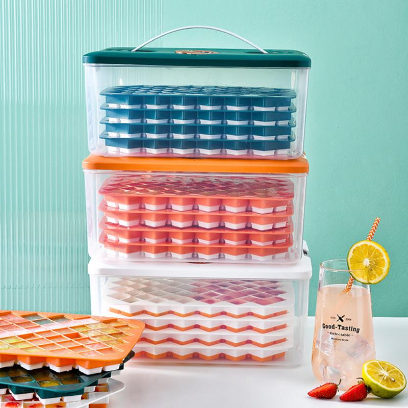Forma na ledové kostky pro domácnost Lis na ledové kostky Zásobník na ledové kostky Zásobník s úložným prostorem