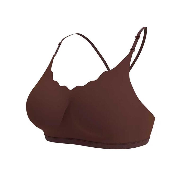 Women V-Neck Wavy Edge Seamless Bra, Tank Top Style Wireless Comfort Back Closure Ladies Underwear