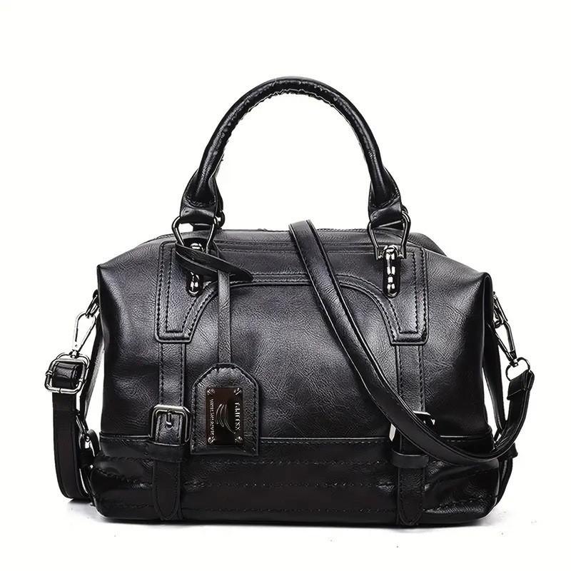 Pu Boston Tasche für Damen mit robustem Reißverschluss und Innentaschen für den täglichen Gebrauch