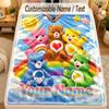 Flannel BlanketCare Bears Custom Name Text Personalized Soft Warm Throw Blanket Home Decor Gift