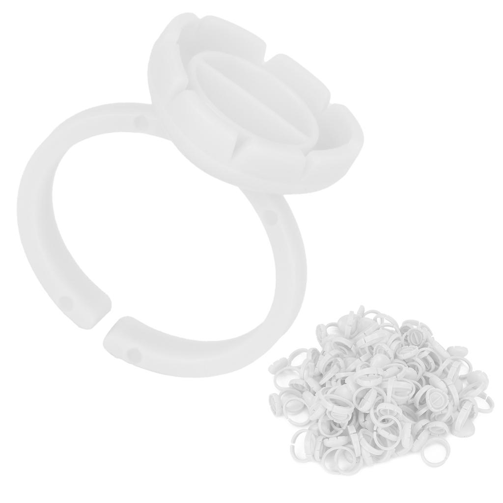 100pcs Lash Glue Holder Ring Cup Eyelash Extensions Quick Blossom Cup Lash Organizer ToolWhite