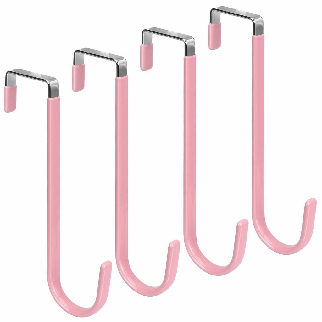 4Pcs Carbon Steel Over The Door Hooks Rustproof Metal Coat Hangers Space-Saving Storage Hooks for Home Bedroom Bathroom Kitchen