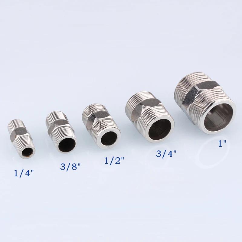 10pc 304 Stainless Steel Hexagonal Outer Wire Double Headed Straight Through Coupling Threaded Pipe Male Thread Hex Nipple Union