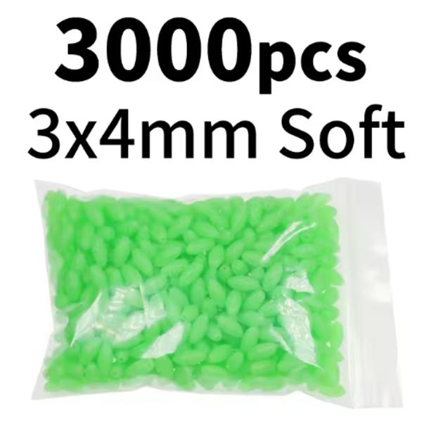 1000/3000PCS Wholesale Red Green Oval Soft Rubber Luminous Fishing Beads Glowing Sink Beads For Fishing Rigs Fishing Lure Tackle