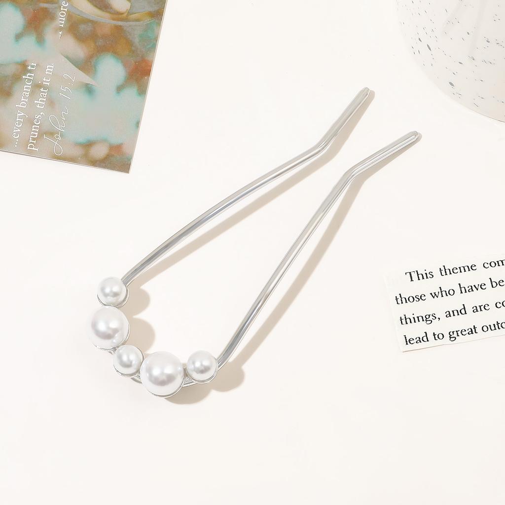 New Metal Vintage U Shape Hairpin Pearls Hair Sticks Long Hair Bun Fixed Hair Clip Wedding Womens Sweet Hair Accessories Hairpin