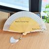 Chinese Custom Folding Fan Simulated Silk Fan Surface Bamboo Fan Bones Stage, Stage Props Decorative Crafts Chinese Culture