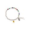 ANENJERY Colored Crystal Beaded Bracelet Women's Niche Design Lucky Fortune Flower Stretch Bracelets Jewelry Accessories