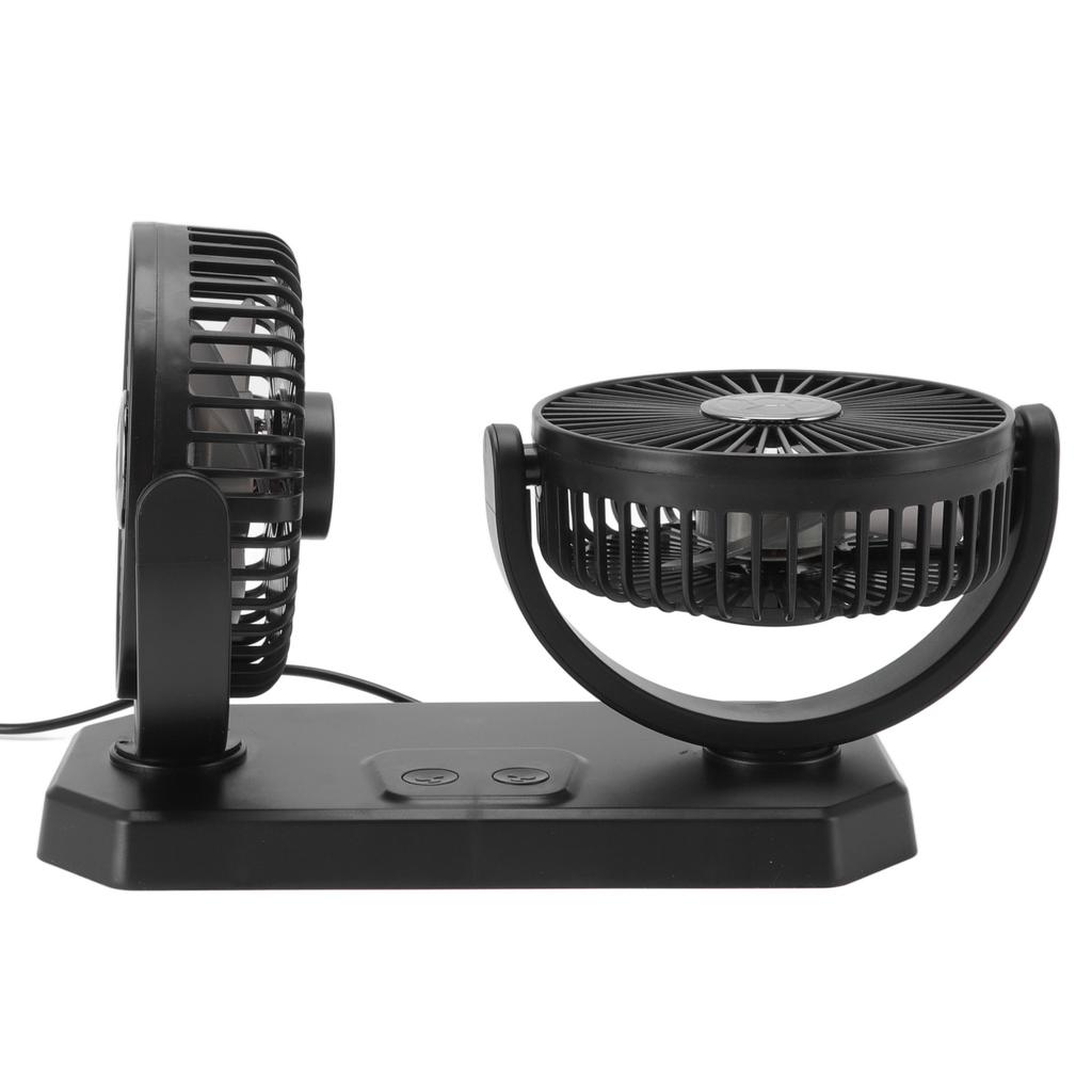 12V Double Head Electric Fan Double Control 3 Gears Strong Wind USB Charging Car Cooling Fan for