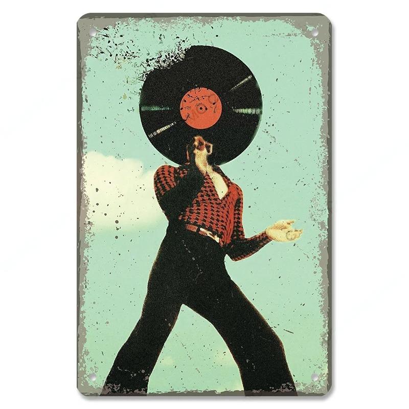 Vintage Music Posters Metal Tin Signs Retro Metal Plate Music CD Radio Guitar Singer Bar Club Wall Decor Living Room