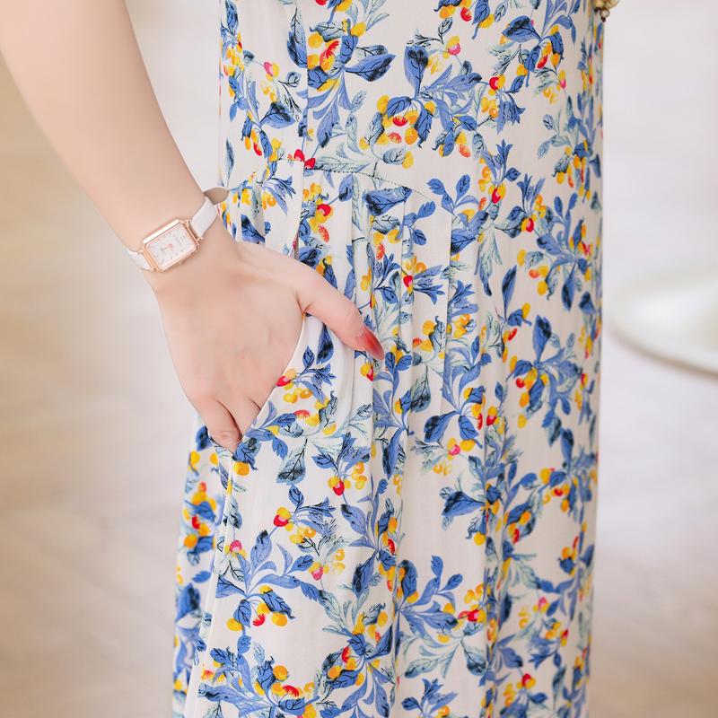 Plus Size Elegant Women Dresses Summer Vintage Clothes Short Sleeve Casual Long Dress