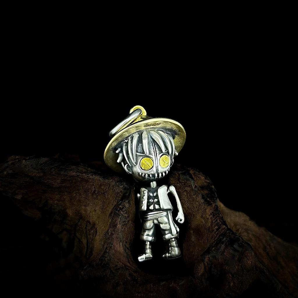 S925 Sterling Silver Retro Witch God of Wealth Cartoon Pendant