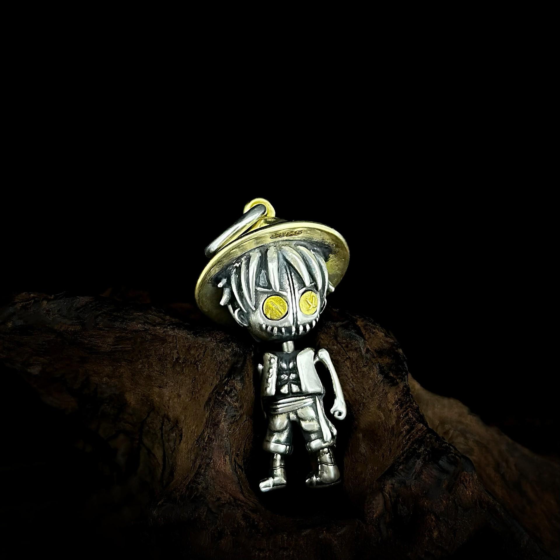 

S925 Sterling Silver Retro Witch God of Wealth Cartoon Pendant S925 Silver