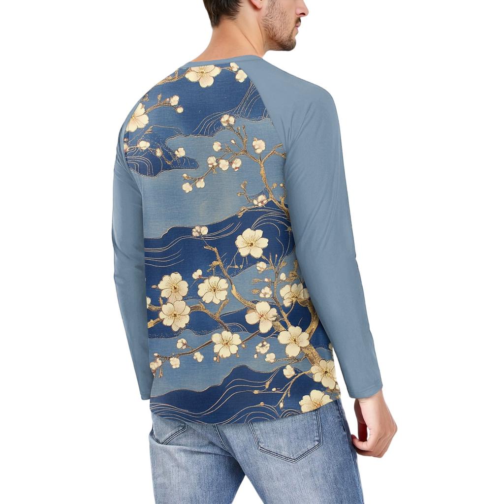 Pánské módní tištěné raglánové sportovní tričko s dlouhým rukávem