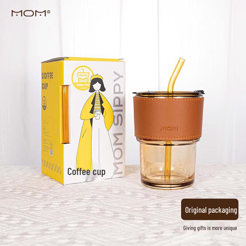MOM Portable Lidded Glass Straw Cup Set (2-Pack)