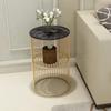Nordic Golden Iron Coffee Table with Marble Top Minimalist Bedside Small Sofa Shelf Modern Living Room Decor