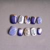 10pcs/set Handmade Dreamy Blue Press-On Nails Short Ballet Shape Gradient & Ombre Design Glossy Finish Removable False Nail Tips