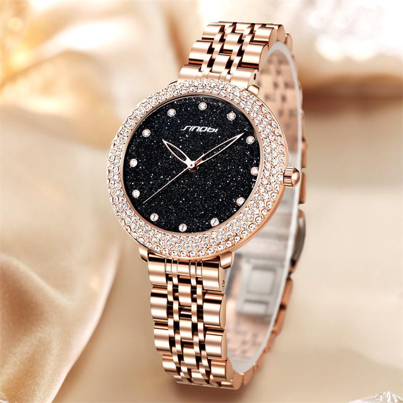 Women s Starry Sky Diamond Dial Stainless Steel Watch