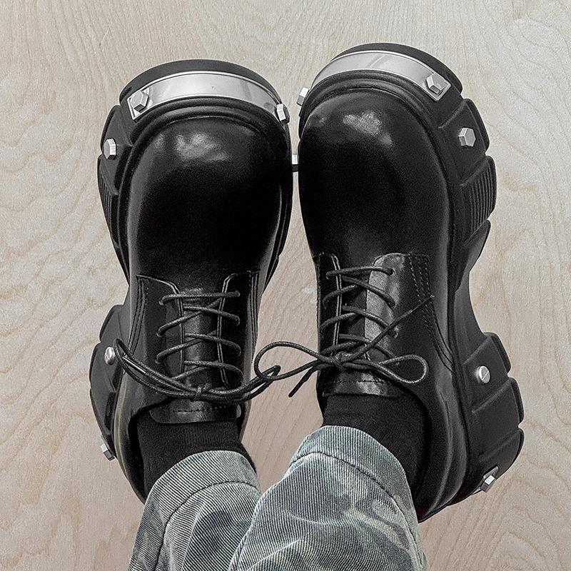 Big head men's leather shoes Luxury designer style Work and office Outdoor Fashion Street Daily height increasing shoes New