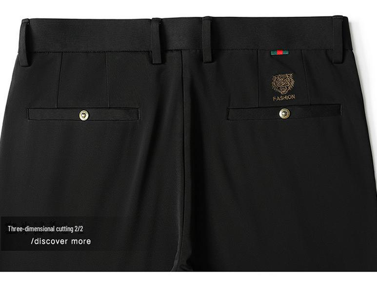 Men's Four-Way Stretch Casual Pants: Autumn/Winter Straight-Fit, High-Elastic Business Trousers
