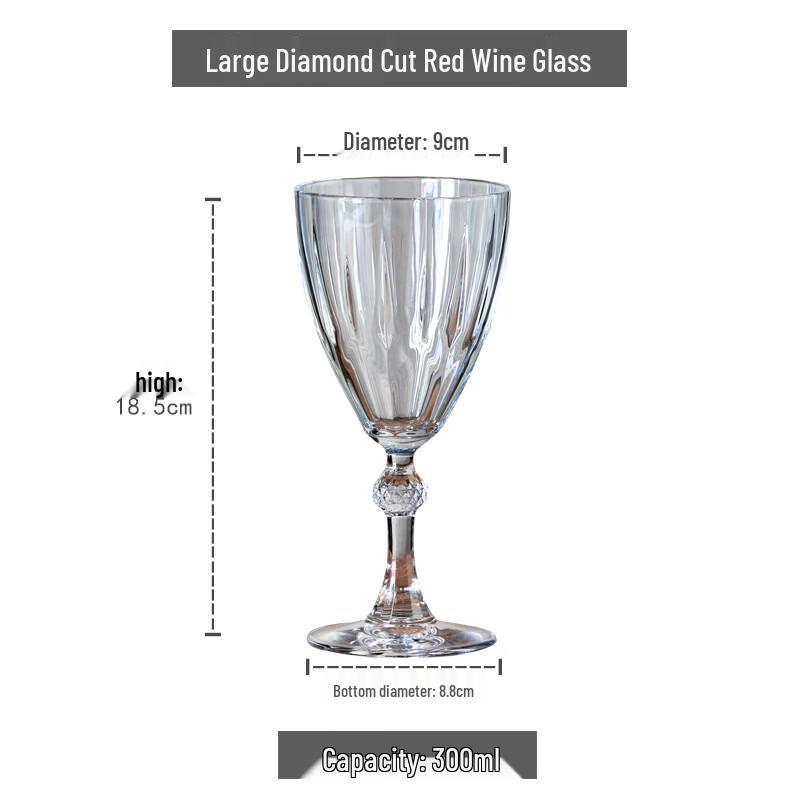

Vintage Diamond Cut High-Stem Red Wine Glass