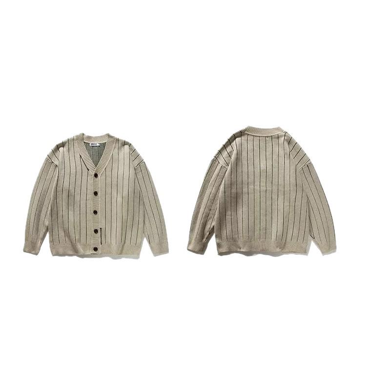 Unisex Japanischer Retro V-Ausschnitt Wollcardigan - Warm, Einfarbig, Knopfleiste Pullover
