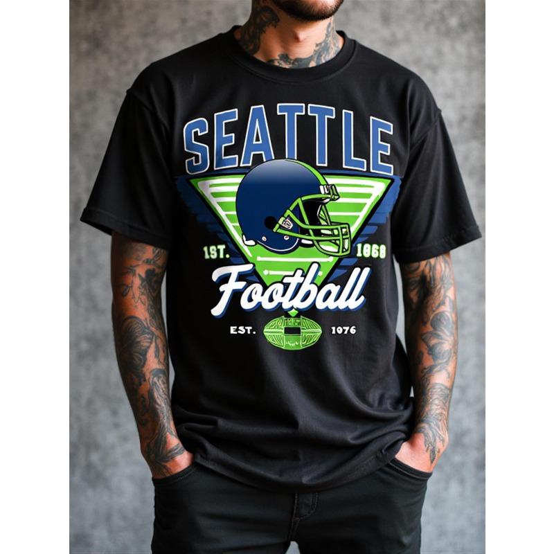 

European sizes Mens & Seattle Football Team Logo T-Shirt , Casual & Training Shirt, Gift for Fans( Soccer/ Football Apparel) S чёрный