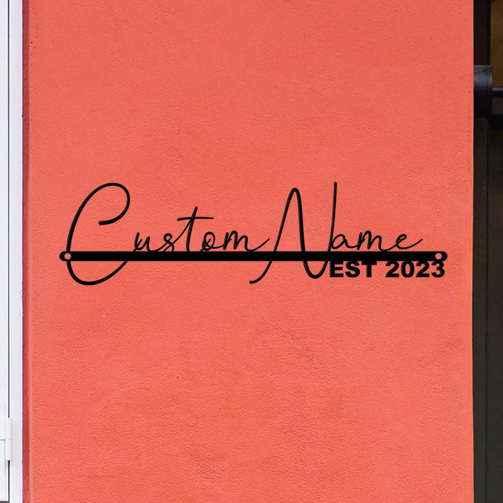 Metal Sign Wall Decor, Personalized Name Plate for Home, Family Name Metal Art