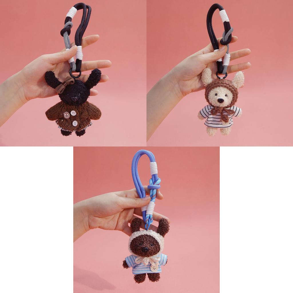 Plush Bear Keychain With Polyester Fiber Soft Toy For Bag Decoration And Gift
