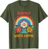 Elderly White Hippie Trending Funny Saying Tee TShirt Funny Rainbow Flowers Y2k Graphic Outfit Womens Fashion Joke Novelty Top