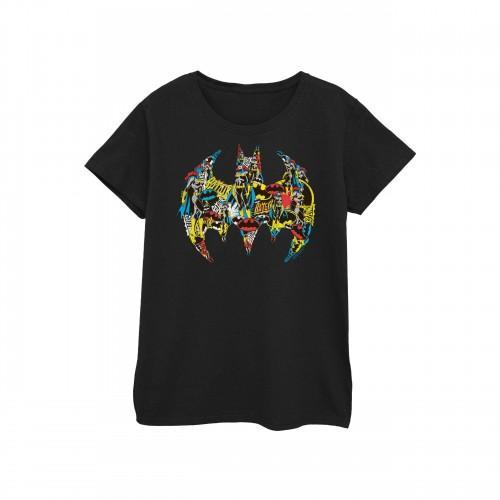

DC Comics Womens/Ladies Batman Batgirl Logo Collage Cotton T-Shirt білий