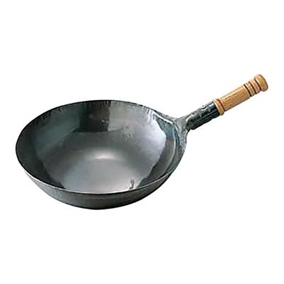 Yamashita Kogei (Yamashita Crafts) Hand-Forged Iron Wok with Wooden Handle, 24cm Diameter, Professional Grade, Gas Stove Compatible, Made In Japan,