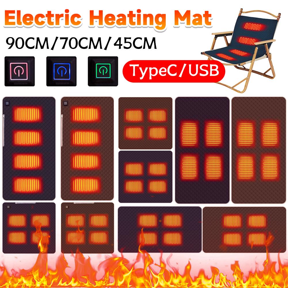 4 Heated Areas Camping Chair Heated Cushion Portable Heater Warm Pad 3 Adjustable Temperature for Winter Outdoor Stadium Fishing
