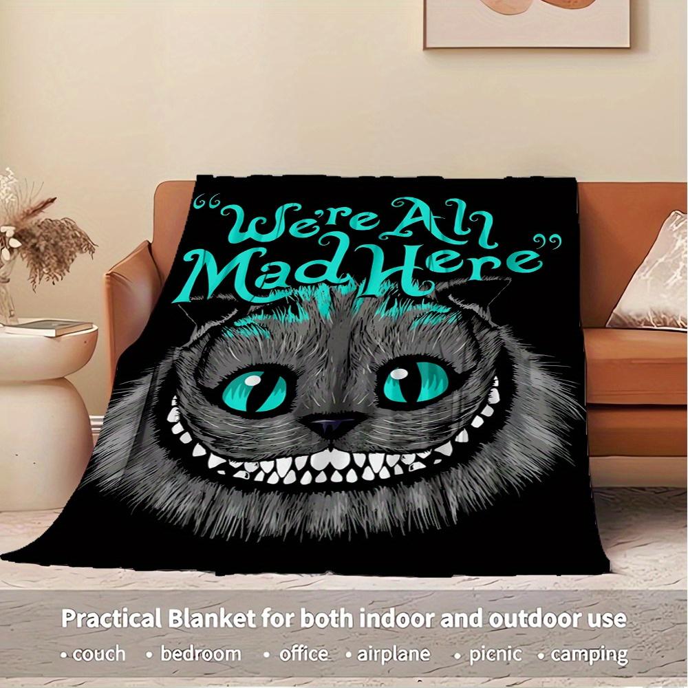 1pc Cheshire Cat,Mad Hatter,Wonderland Printed Flannel Blanket, Super Soft Plush Bed Cover, Four Seasons Quilt for Sofa, Bed, Office,71