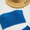 2025 Solid Color High Waist Bandeau Bodycon Bikini Set - European & American Style