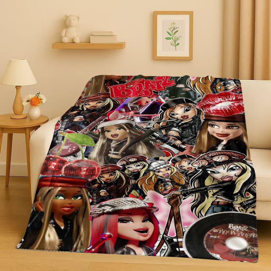 New Cartoon Bratz Doll Girl Flannel Blanket,Ultra Soft Warm Plush Throw for Home Bedroom Bed Sofa Cover Office Gift Kids Picnic