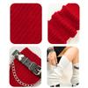 Gothic Punk Leg Warmers Boot Toppers with Heart Chain Leather Belt Ribbed Knit Leg Covers Footless Socks for Women Girls