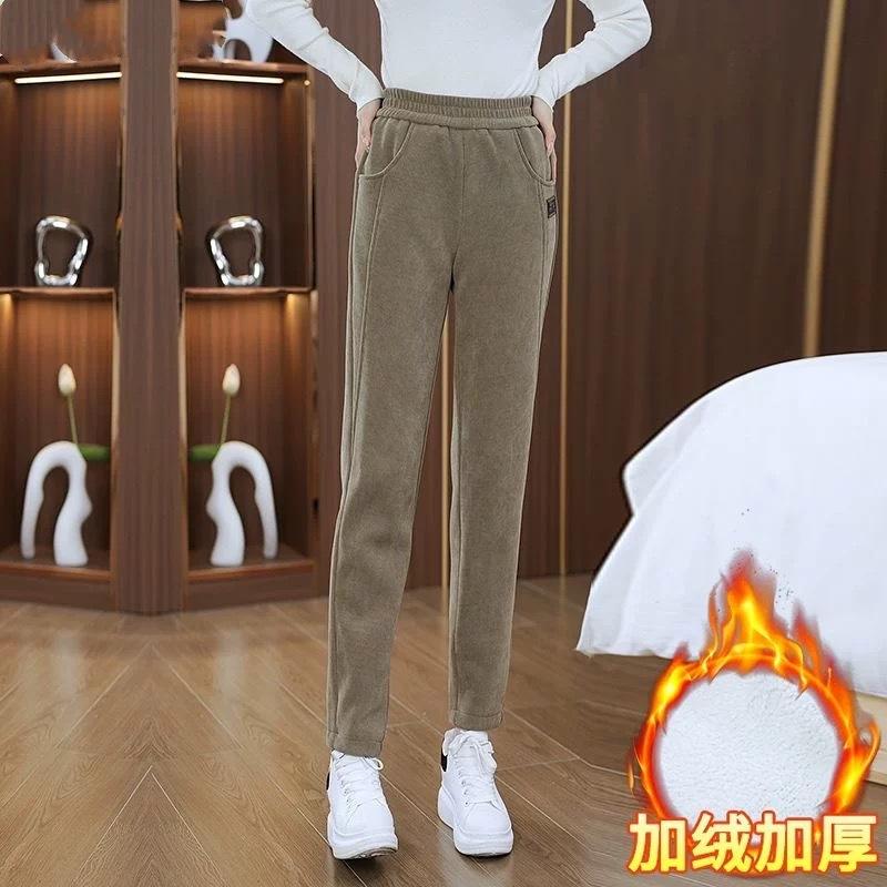 New High Waist Velvet Harem Pants - Slim, Warm, Loose-Fit Trousers for Autumn & Winter