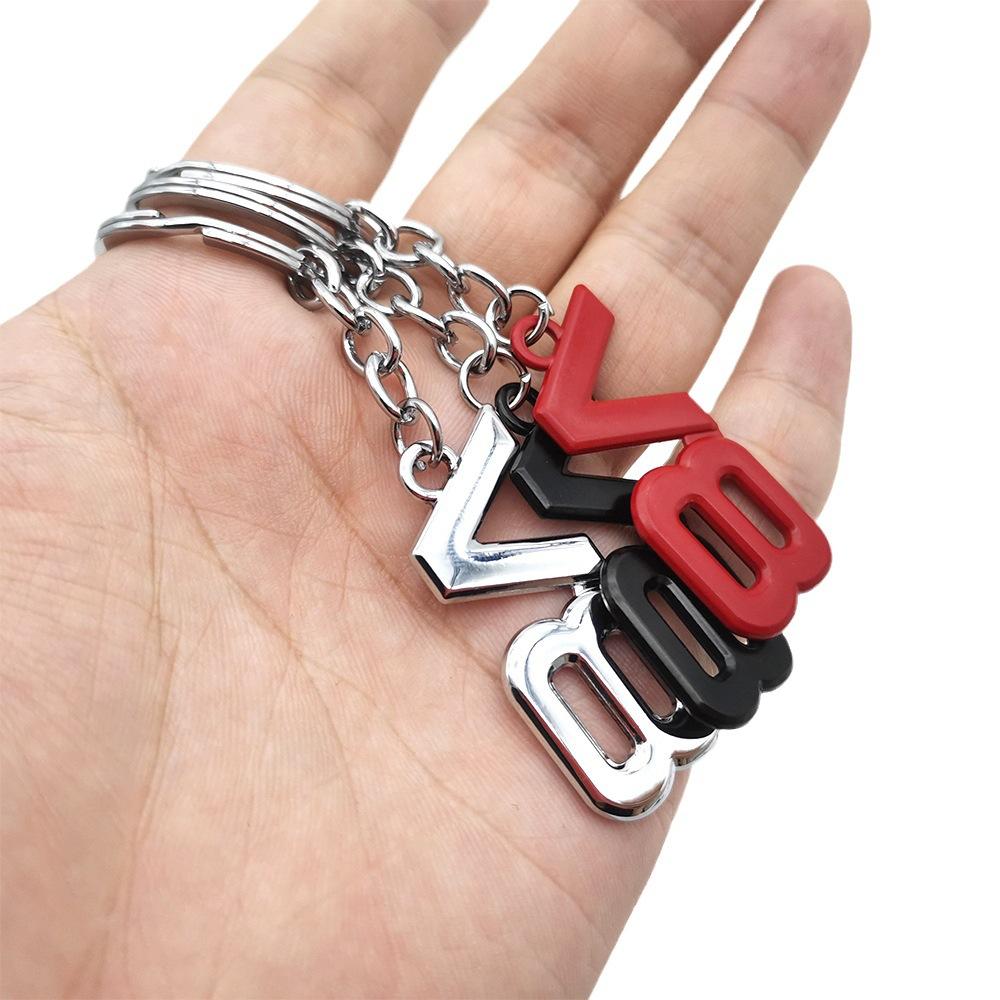 3D Metalen V8 Logo Stijl Auto Sleutelhanger Sleutelring Sleutelketting Ringhouder voor Ford Jeep Dodge Toyota 4Runner LAND CRUISER Chevrolet
