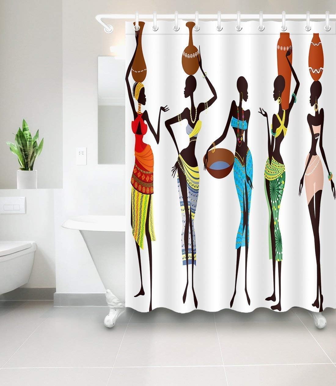 

1Pc Luo Wenji African Shower Curtain African Women S Shower Curtain Mildew-Proof 3D Bathroom Shower Curtain Waterproof Fabric W60H190(CM)-1 Pcs
