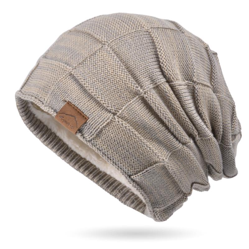 9875 Autumn/Winter Fleece-Lined Multi-Color Wool Knit Pullover Hat - Cozy Fashion for Women