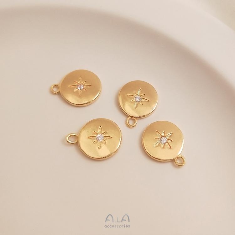 14K Gold-Filled Zircon Star Pendant Charm for DIY Jewelry