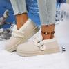 Soft Thick Bottom Furry Casual Shoes Women 2025 Winter Warm Short Plush Flats Shoes Metal Buckle Non Slip Snow Boots for Woman