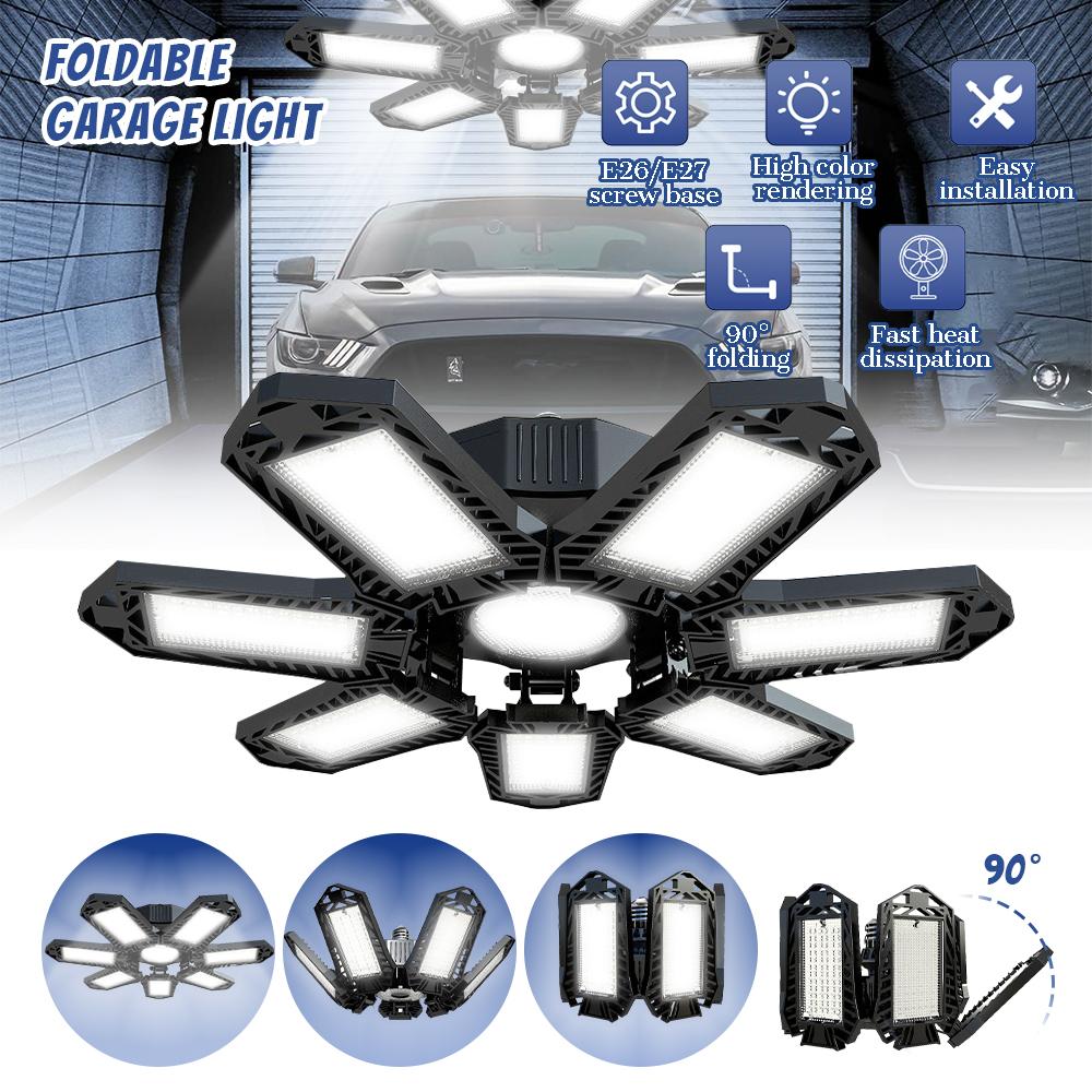 

Foldable 120W Led Garage Lights E26/E27 Lamp Adjustable Multi Panel Industrial Bulb for Warehouse Workshop Gym Ceiling Light United States