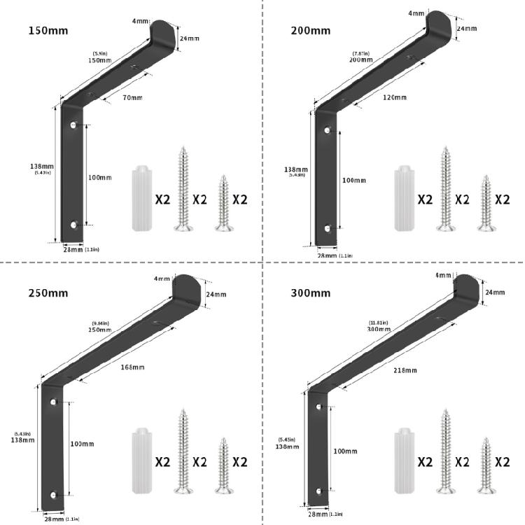 Decorative Brackets Heavy Duty Floating Shelf Bracket with Screws Iron L Shaped Corner Brackets for Homes Kitchen
