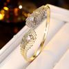 Inlaid Zirconium Open Bracelet European and American Style Asymmetrical Double Feather Exquisite Commuting Versatile Bracelet