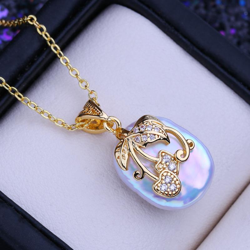 

LSOOYH натуральный пресноводный большой жемчуг в стиле барокко, классический кулон с цветком, ожерелья для женщин и девочек, подарок на день рождения белый