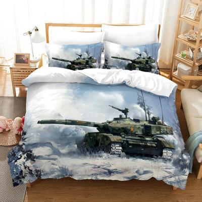 3D War Tank Comfortable Duvet Quilt Cover Pillowcase Bedding Set Children Bedroom Decoration Home Textile